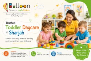 Children enjoying learning activities at toddler daycare in Sharjah