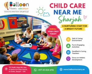 Children sitting in a colorful classroom activity circle with a teacher at Balloon Nursery for child care services in Sharjah UAE