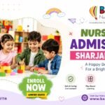 Balloon Nursery Admission Sharjah 2026 banner with happy children learning and playing in a colorful classroom environment.