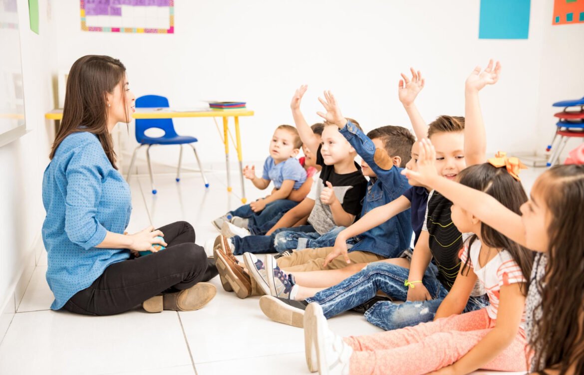 children enjoying activities at nursery school in Sharjah