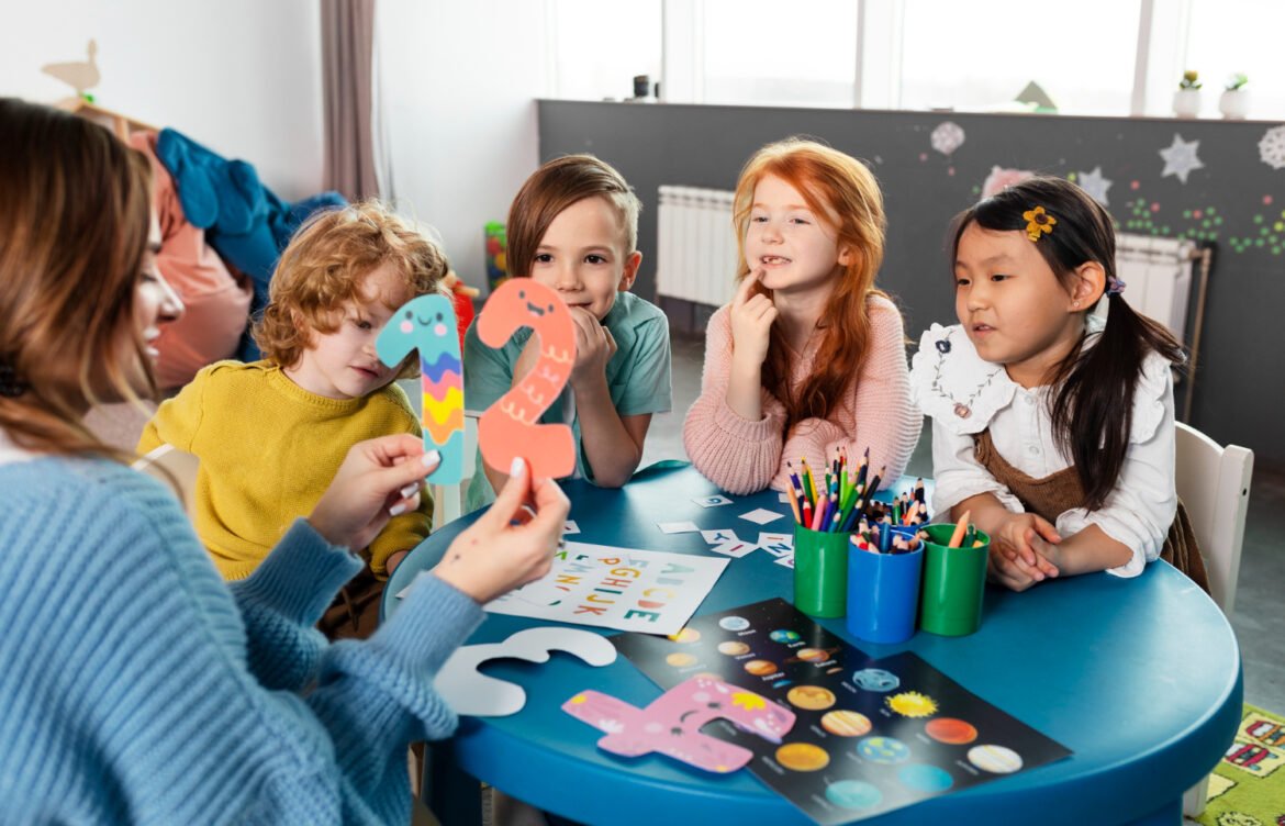 Children learning and playing at nursery school Sharjah classroom environment