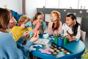 Children learning and playing at nursery school Sharjah classroom environment