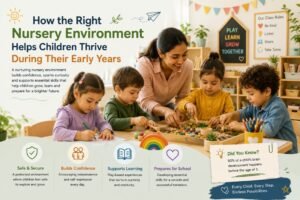 Children learning and playing at the best nursery in Sharjah with experienced teachers in a safe and engaging environment