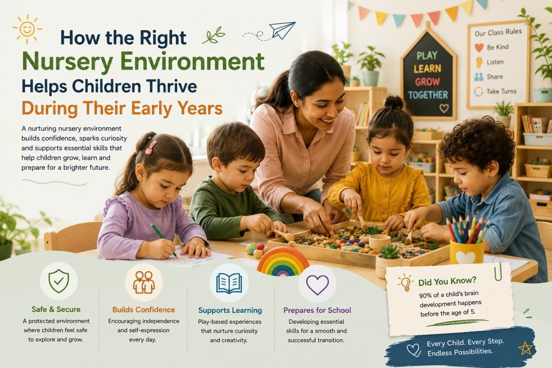 Children learning and playing at the best nursery in Sharjah with experienced teachers in a safe and engaging environment