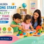 Happy children learning and playing at a nursery open now Sharjah