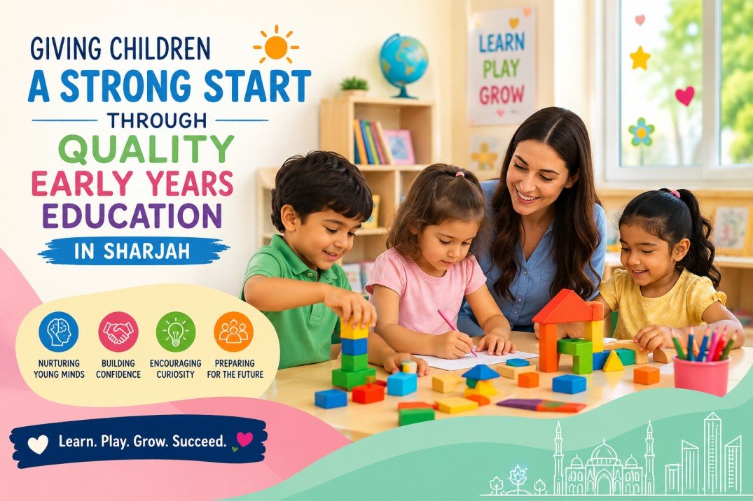 Happy children learning and playing at a nursery open now Sharjah