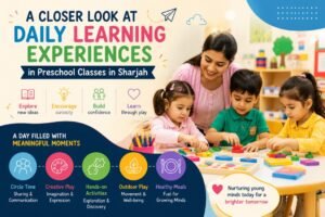 Children participating in engaging preschool classes in Sharjah through creative learning activities