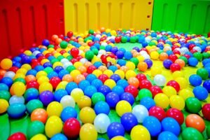 Soft ball pool with colourful balls for sensory play at Balloon Nursery, Sharjah